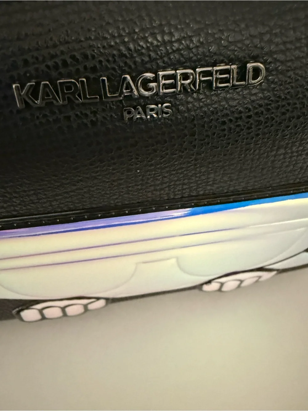 Karl Lagerfeld Black Crossbody Bag with Iridescent Accent NWT